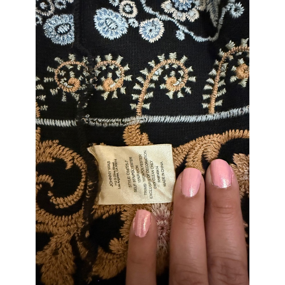 Johnny Was Black Embroidered Floral Hooded Long Cardigan Duster Sweater XS - Picture 3 of 7